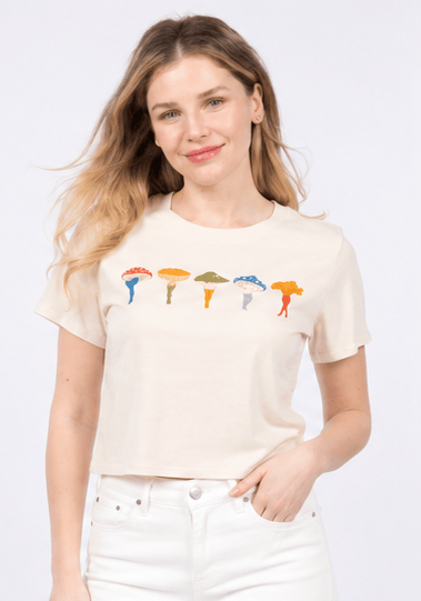 Cropped Everyday Organic Cotton Tee - Shrooms