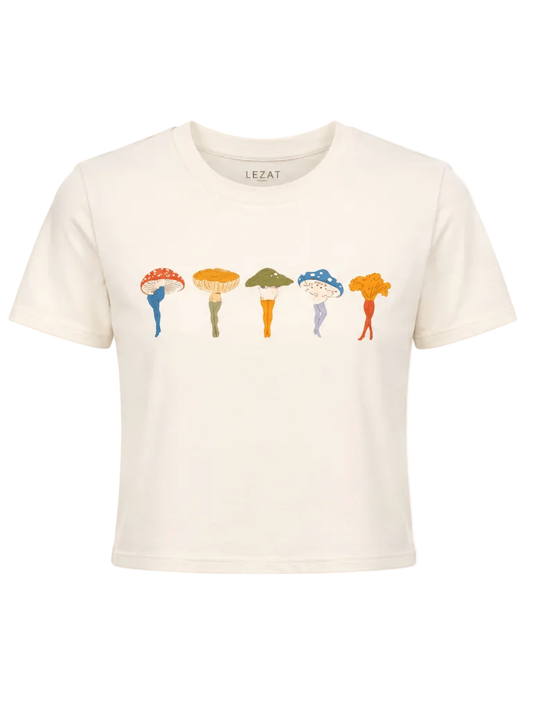 Cropped Everyday Organic Cotton Tee - Shrooms