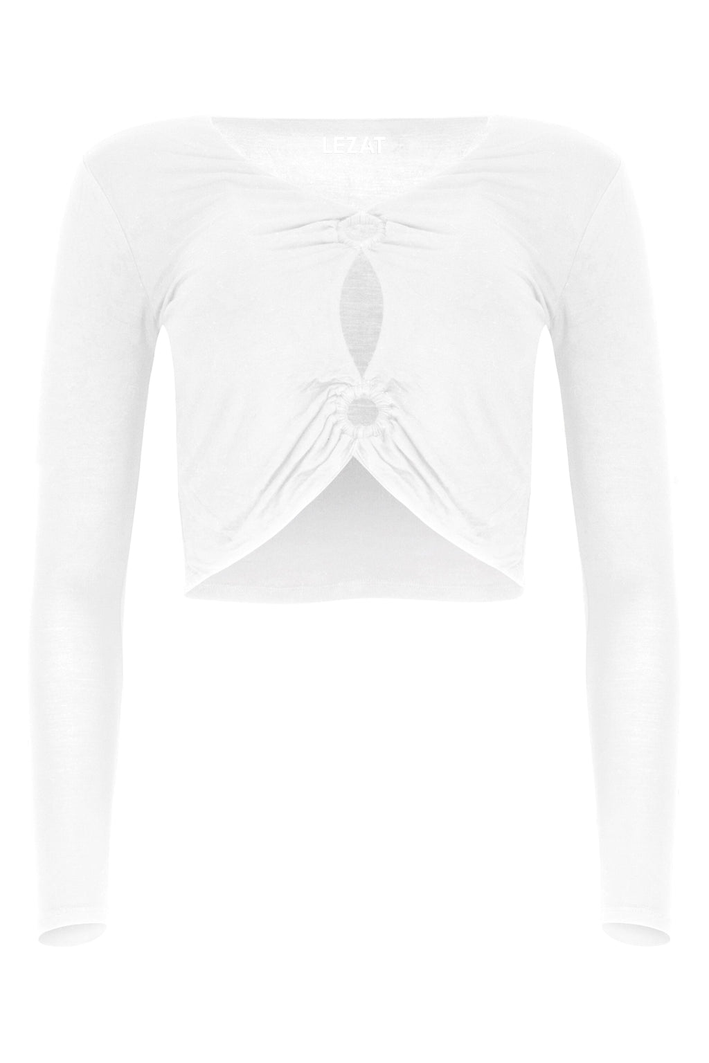 Melli Modal Cutout Long Sleeve Crop Top - White
