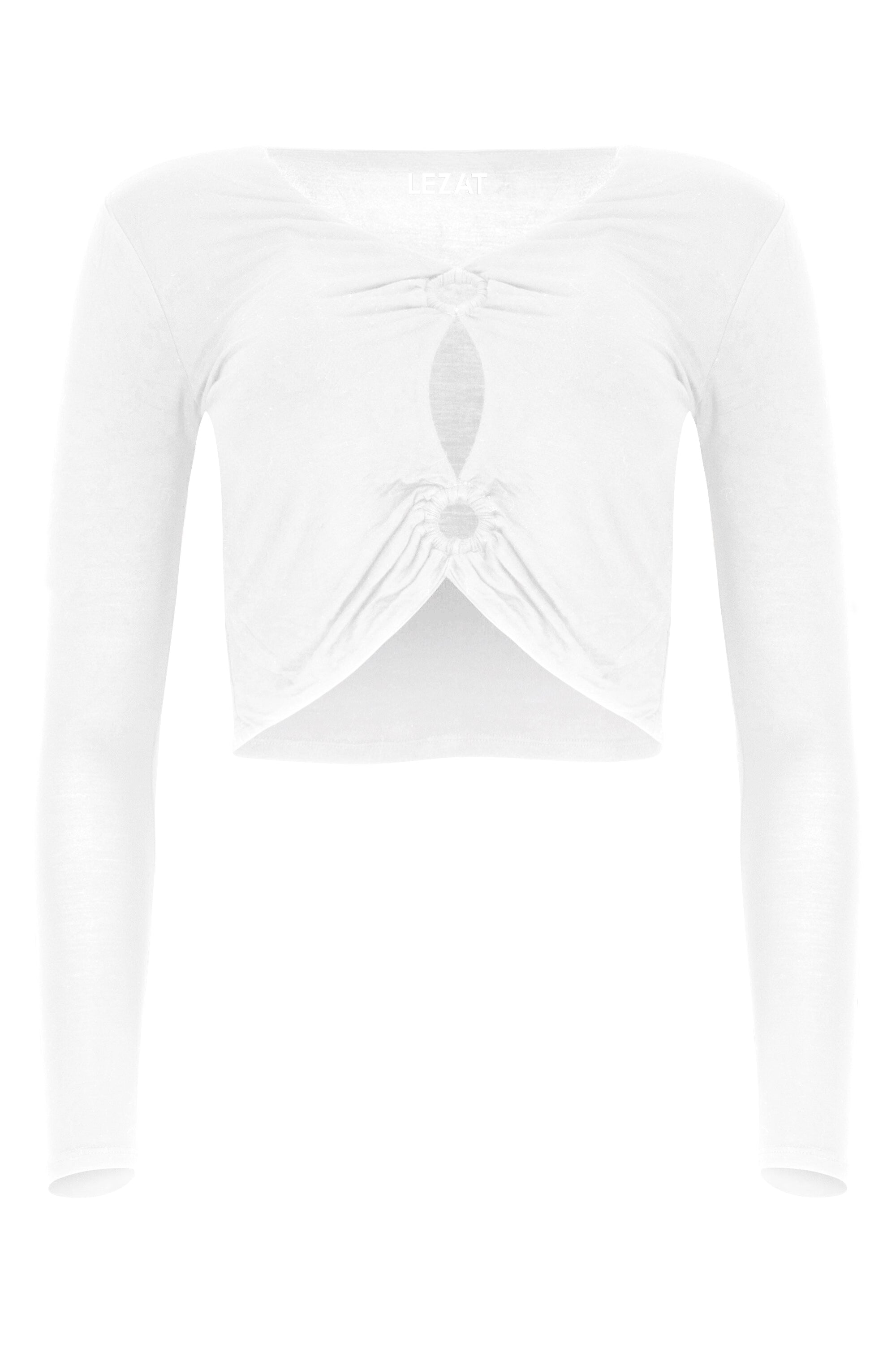 Melli Modal Cutout Long Sleeve Crop Top - White