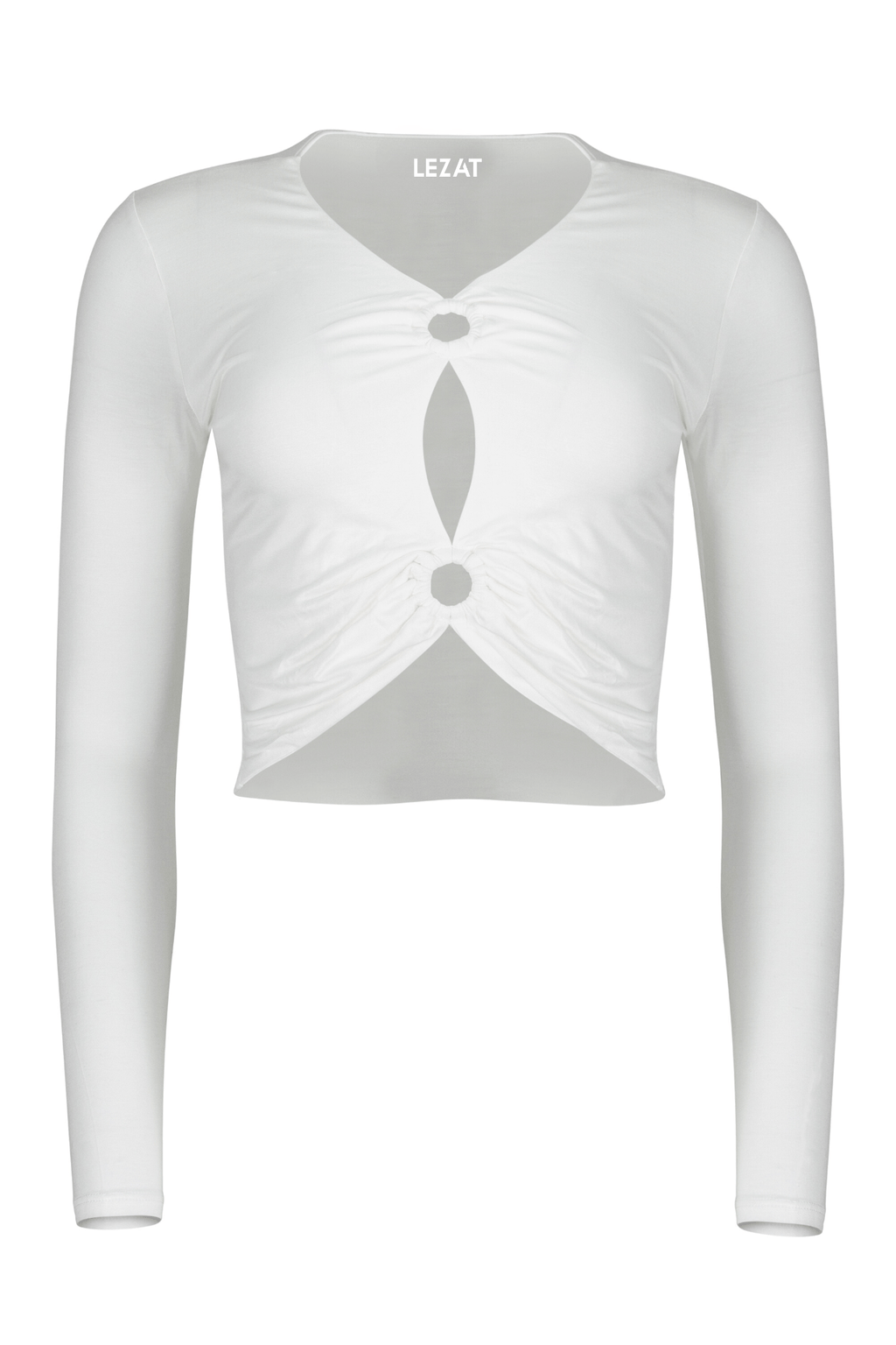Melli Modal Cutout Long Sleeve Crop Top - White