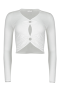 Melli Modal Cutout Long Sleeve Crop Top - White