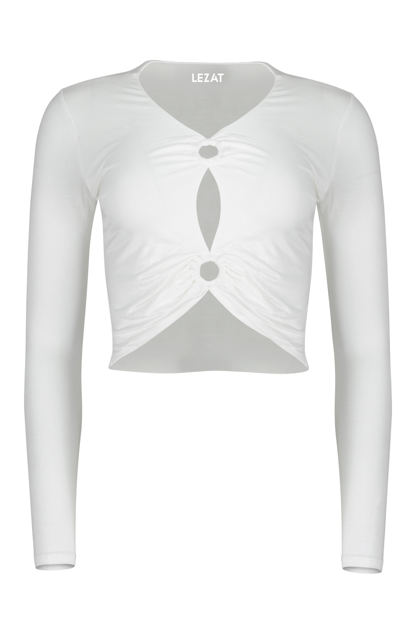 Melli Modal Cutout Long Sleeve Crop Top - White