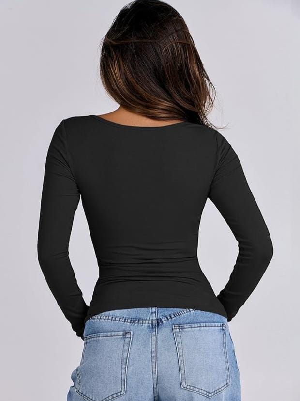 Paige Cotton Long Sleeve Cutout Top