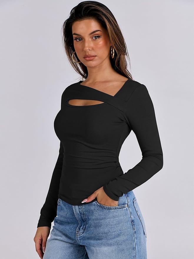 Paige Cotton Long Sleeve Cutout Top