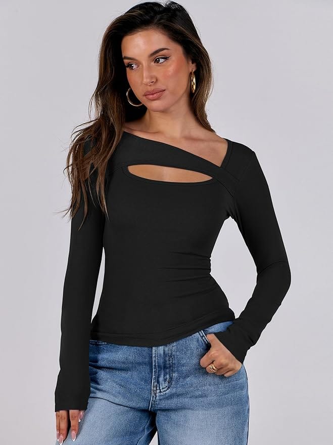 Paige Cotton Long Sleeve Cutout Top